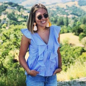 Crosby by Mollie Burch Kathryn Top in Blue & White Stripe | Size M